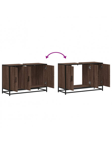 Mobile Lavabo Bagno Rovere Marrone 90x33x60cm Legno Multistrato