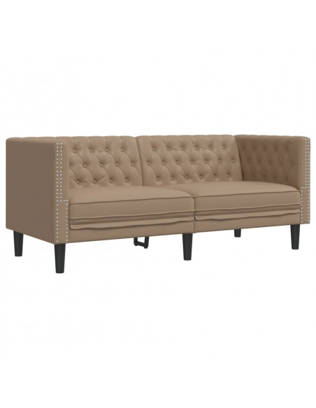 Poltrona Chesterfield a 2 Posti Cappuccino in Similpelle