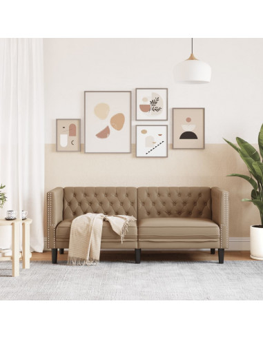 Poltrona Chesterfield a 2 Posti Cappuccino in Similpelle