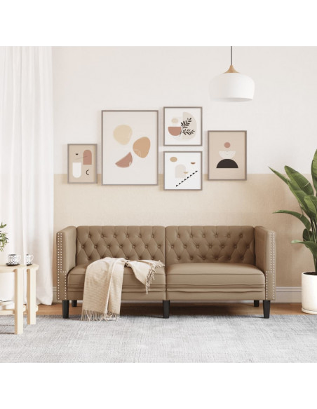 Poltrona Chesterfield a 2 Posti Cappuccino in Similpelle