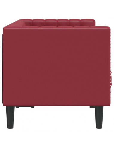 Poltrona Chesterfield a 2 Posti Rosso Vino in Similpelle