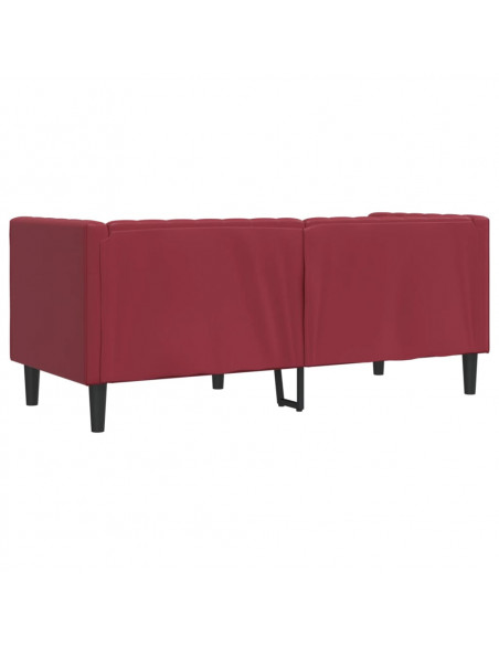 Poltrona Chesterfield a 2 Posti Rosso Vino in Similpelle