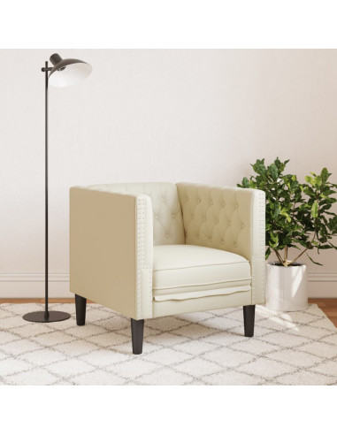 Poltrona Chesterfield Crema in Ecopelle