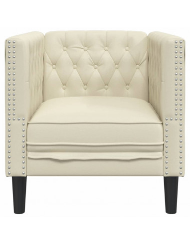 Poltrona Chesterfield Crema in Ecopelle