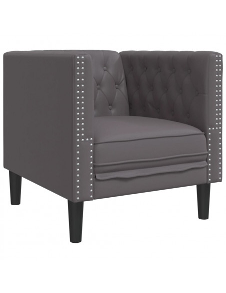 Poltrona Chesterfield Grigia in Similpelle
