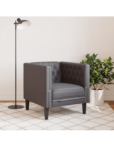 Poltrona Chesterfield Grigia in Similpelle