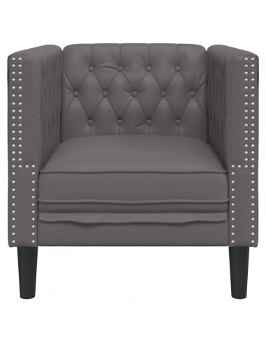 Poltrona Chesterfield Grigia in Similpelle