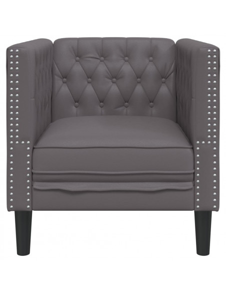 Poltrona Chesterfield Grigia in Similpelle