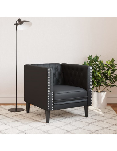 Poltrona Chesterfield Nera in Similpelle