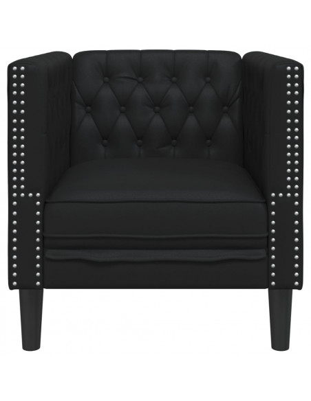 Poltrona Chesterfield Nera in Similpelle