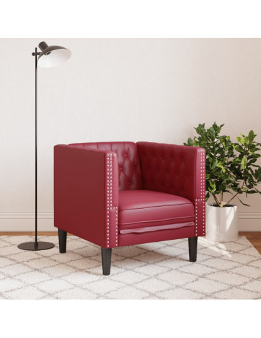 Poltrona Chesterfield Rosso Vino in Similpelle