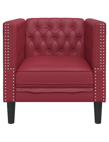Poltrona Chesterfield Rosso Vino in Similpelle