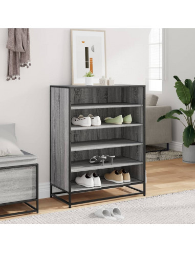 Scarpiera Grigio Sonoma 75x38x97,5 cm Legno Multistrato Metallo