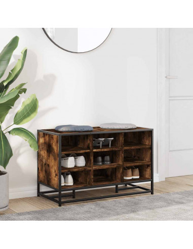 Scarpiera in Rovere Fumo 84x40x53,5 cm in Truciolato e Metallo