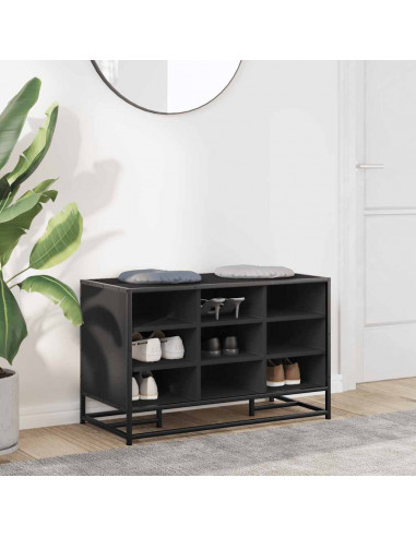 Scarpiera Nera 84x40x53,5 cm in Truciolato e Metallo