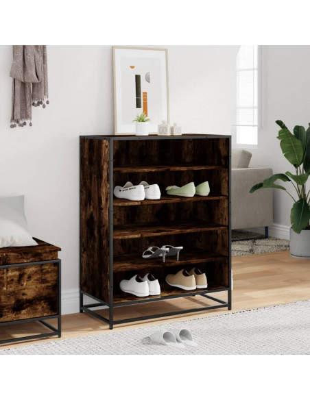Scarpiera Rovere Fumo 75x38x97,5 cm Legno Multistrato Metallo