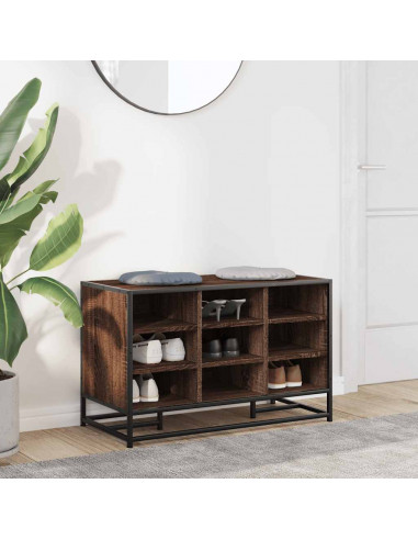 Scarpiera Rovere Marrone 84x40x53,5 cm Truciolato e Metallo