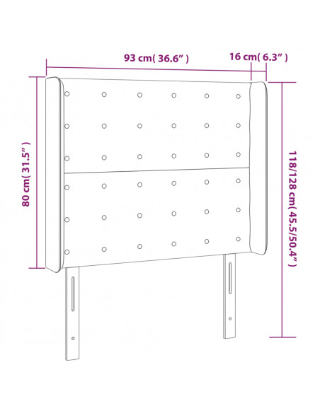 Testiera a LED Cappuccino 93x16x118/128 cm in Similpelle