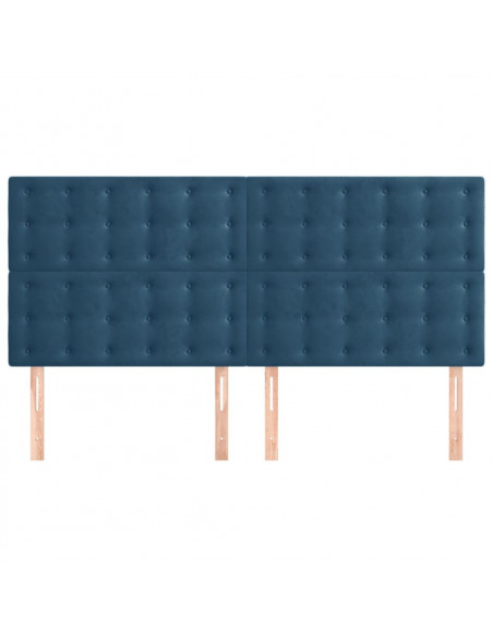 Testiera 4 pz Blu scuro 90x5x78/88 cm in Velluto
