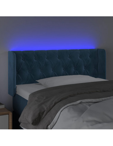 Testiera a LED Blu Scuro 103x16x78/88 cm in Velluto