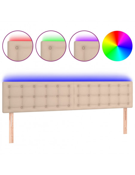 Testiera Cappuccino a LED 180x5x78/88 cm in Similpelle