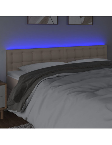 Testiera Cappuccino a LED 180x5x78/88 cm in Similpelle