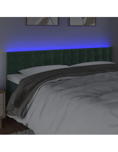 Testiera a LED Verde Scuro 180x5x78/88 cm in Velluto