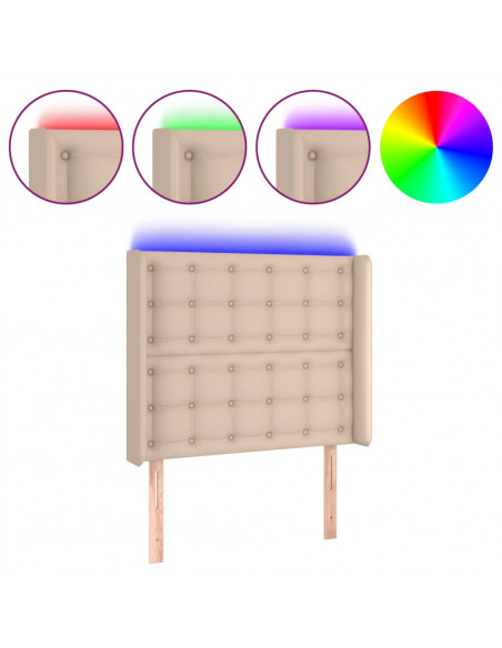 Testiera a LED Cappuccino 93x16x118/128 cm in Similpelle