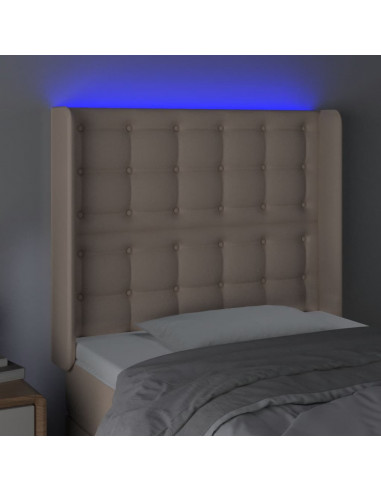 Testiera a LED Cappuccino 93x16x118/128 cm in Similpelle