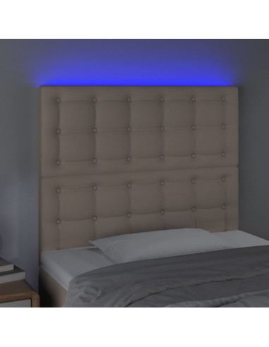 Testiera a LED Cappuccino 90x5x118/128 cm in Similpelle