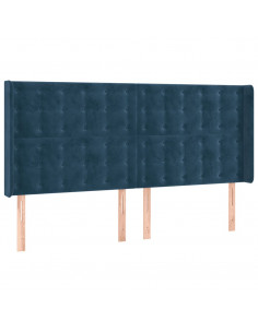 Testiera ad Orecchio Blu Scuro 183x16x118/128 cm in Velluto 2