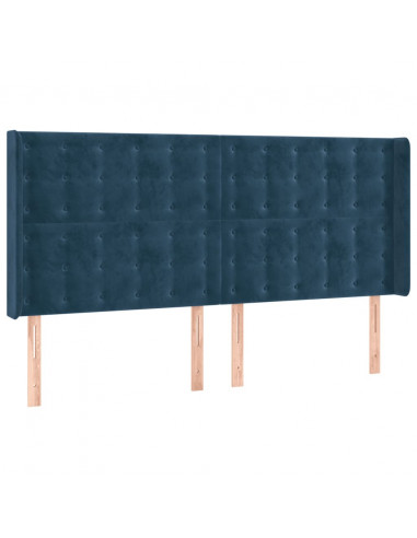 Testiera ad Orecchio Blu Scuro 183x16x118/128 cm in Velluto