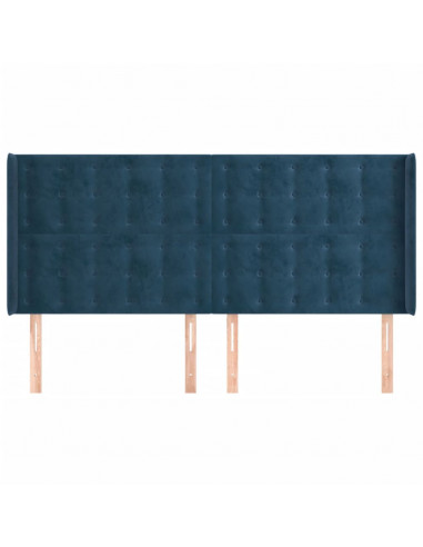 Testiera ad Orecchio Blu Scuro 183x16x118/128 cm in Velluto