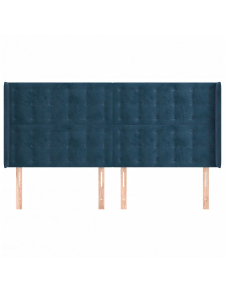 Testiera ad Orecchio Blu Scuro 183x16x118/128 cm in Velluto