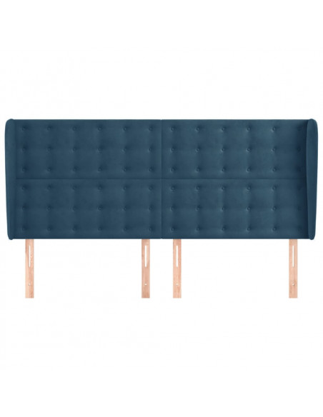Testiera ad Orecchio Blu Scuro 183x23x118/128 cm in Velluto