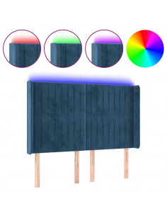 Testiera a LED Blu Scuro 147x16x118/128 cm in Velluto 2