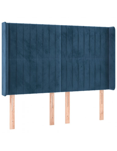 Testiera a LED Blu Scuro 147x16x118/128 cm in Velluto