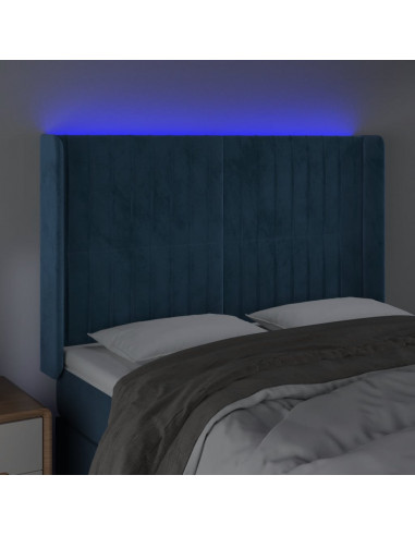 Testiera a LED Blu Scuro 147x16x118/128 cm in Velluto