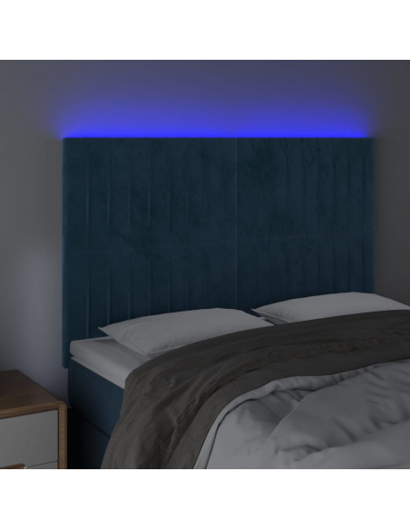 Testiera a LED Blu Scuro 144x5x118/128 cm in Velluto