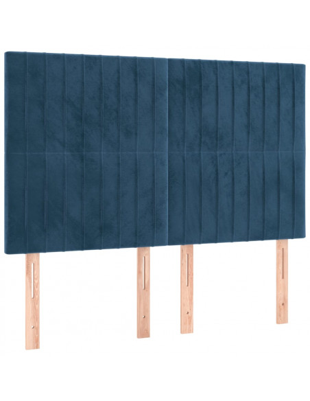 Testiera a LED Blu Scuro 144x5x118/128 cm in Velluto
