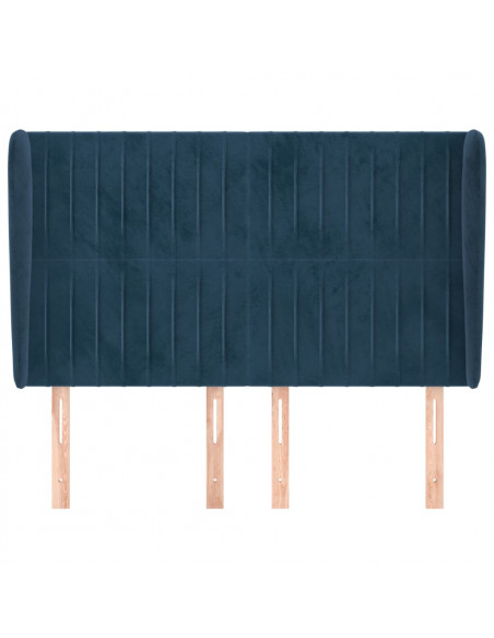 Testiera ad Orecchio Blu Scuro 147x23x118/128cm in Velluto