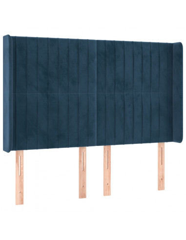 Testiera ad Orecchio Blu Scuro 147x16x118/128 cm in Velluto