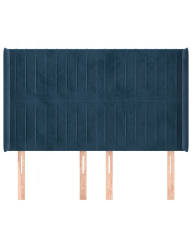 Testiera ad Orecchio Blu Scuro 147x16x118/128 cm in Velluto