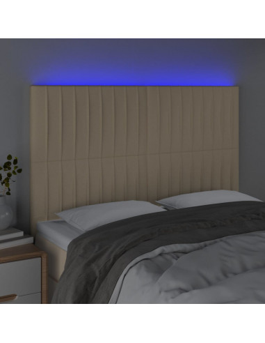 Testiera a LED Crema 144x5x118/128 cm in Tessuto