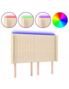 Testiera a LED Crema 147x16x118/128 cm in Tessuto 2