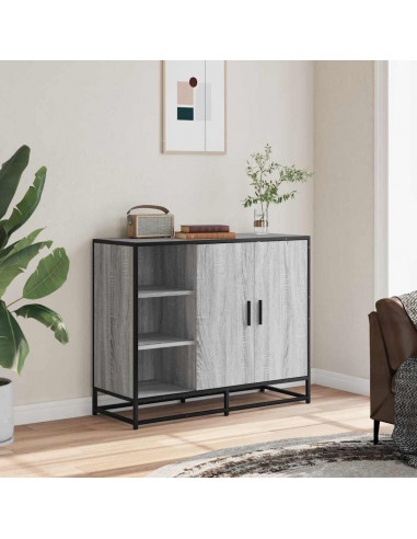 Credenza Grigio Sonoma 92x35x76 cm in Legno Multistrato