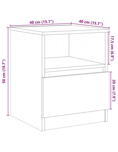 Comodino Rovere Artigianale 40x40x50 cm in Legno Multistrato