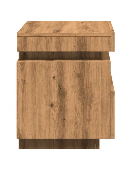 Comodino con Luci LED Rovere Artigianale 40x39x48,5 cm