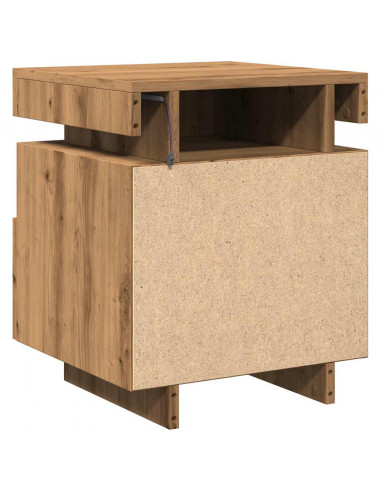 Comodino con Luci LED Rovere Artigianale 40x39x48,5 cm
