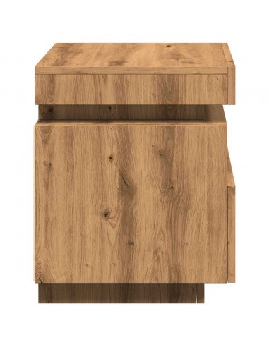 Comodini con Luci LED 2pz Rovere Artigianale 40x39x48,5 cm
